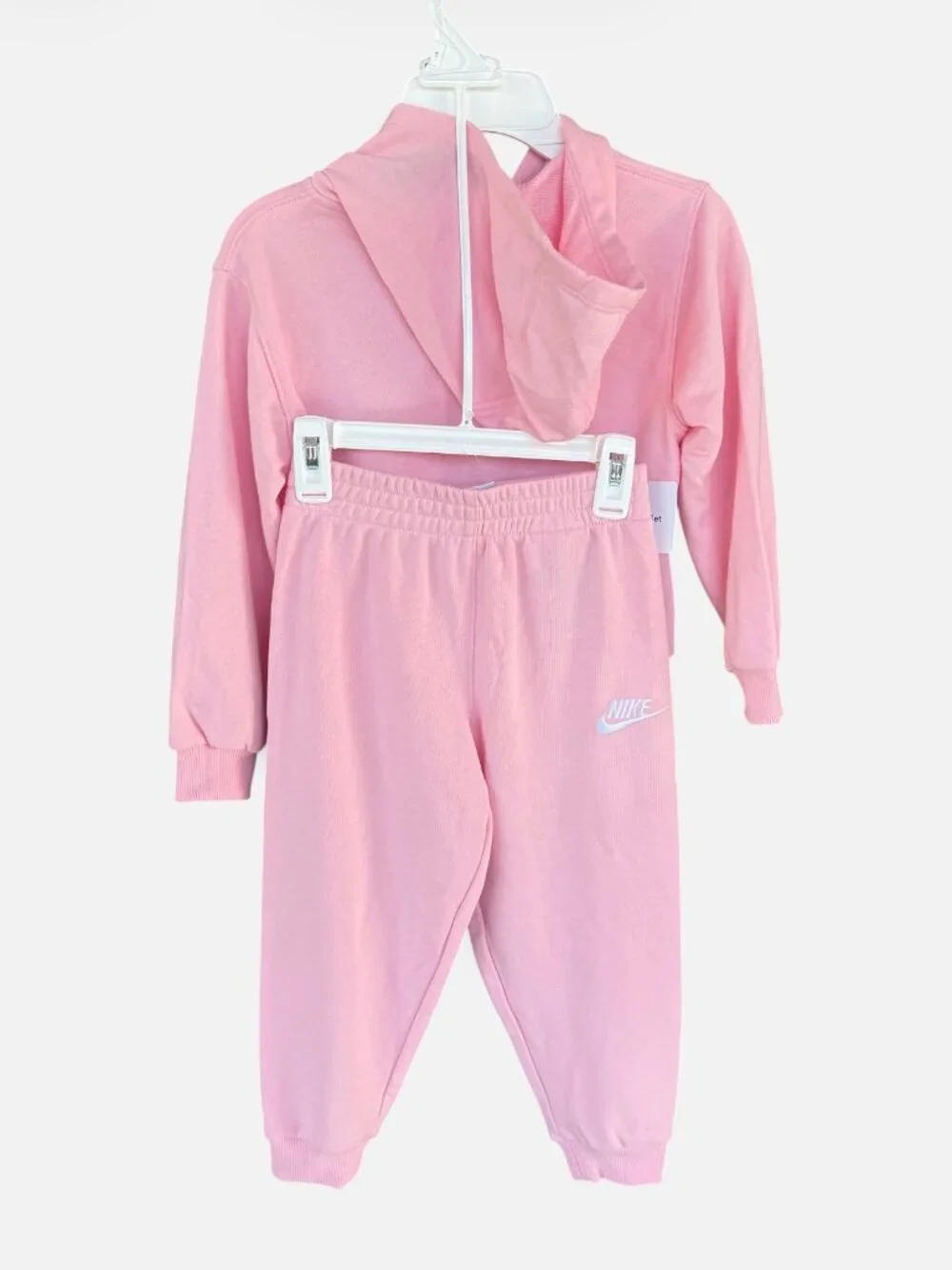 Nike Girl's 2-piece Fleece Hoodie Full Zip Kanga Sweatshirt Joggers Set Pink NWT